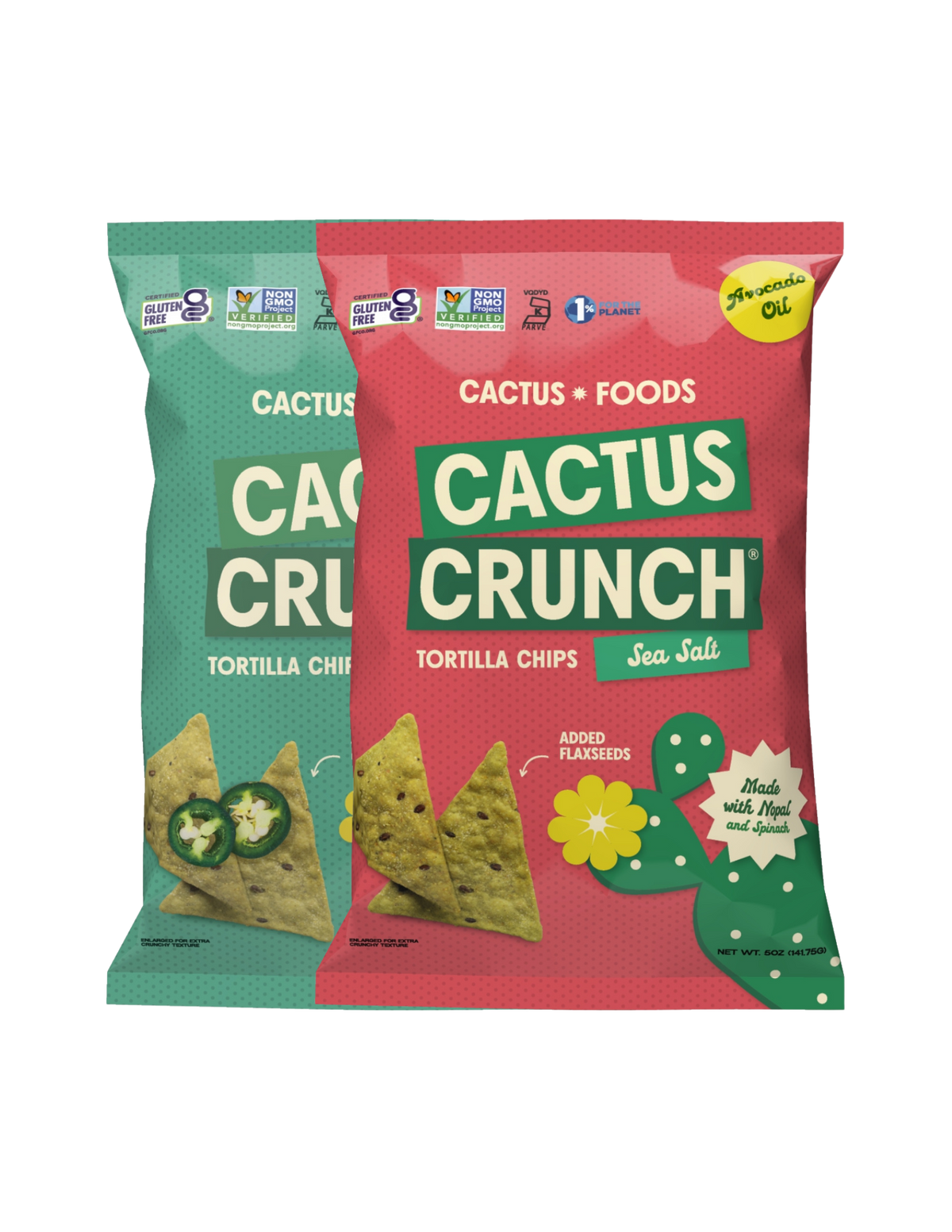 Cactus Crunch Tortilla Chips Made with Avocado Oil — Combo Bundle (4 pack) 5oz. Bags