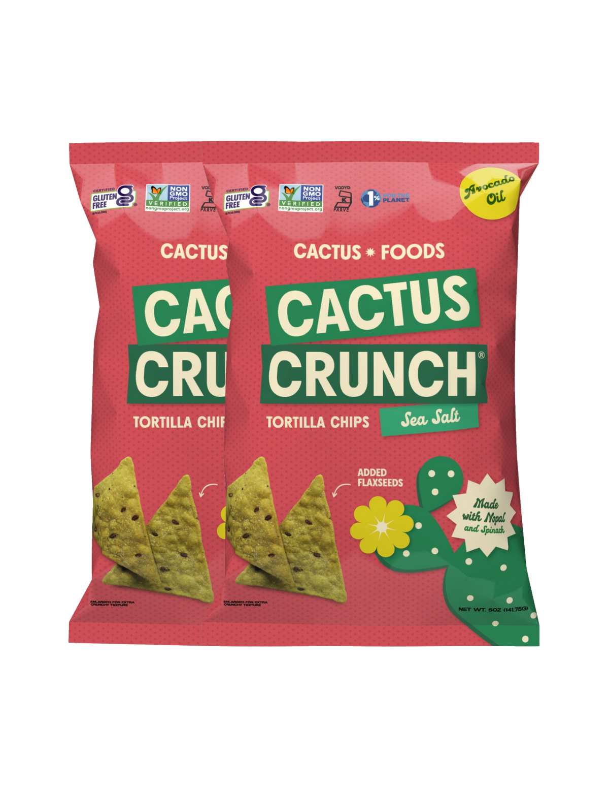 Cactus Crunch Tortilla Chips Made with Avocado Oil — Sea Salt (4 Pack) 5oz. Bags